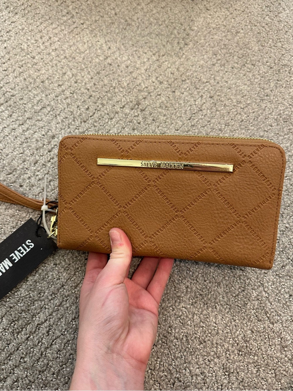 Steve Madden Cognac Zip-Around Wristlet Wallet